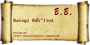 Balogi Bálint névjegykártya