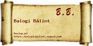 Balogi Bálint névjegykártya